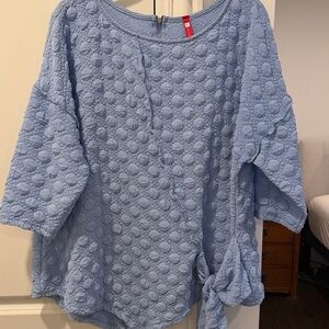 IC COLLECTION Light Blue Textured Tie-Hem Tunic